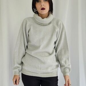90s Silver Turtleneck Sweater‎